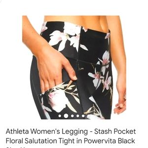 Athleta stash pocket floral salutation tight